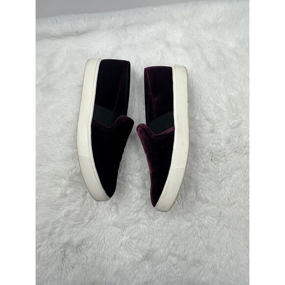 Vince Size 7.5 Sneakers Corbin Slip On Shoes Burgundy Velvet Comfort - Picture 6 of 11
